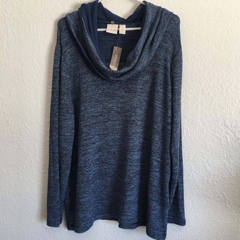 NEW Chico's Detachable Shine Cowl Neck Sweater                            (BB)
